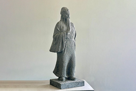 雕塑作品《文關公 黑花崗石》